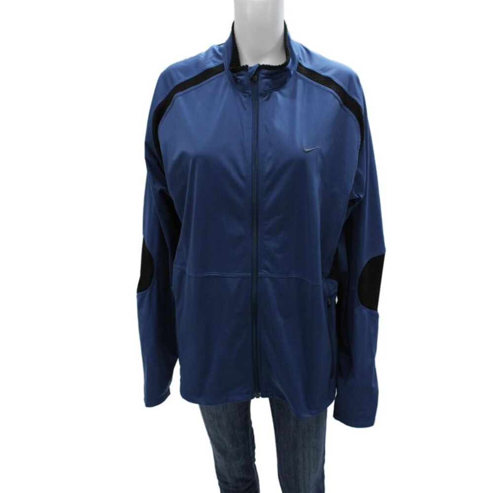 Nike Mens Blue Track Jacket Polyester Long Sleeve Size L